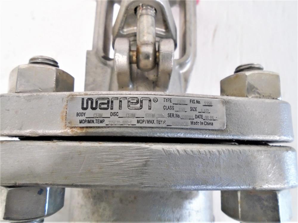 Warren 1-1/2" 150# CF8M Gate Valve, Fig# 1156